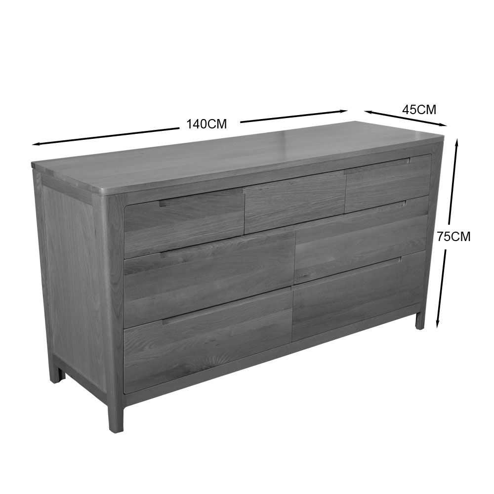 Vogue 7 Drawer Low Chest/Dressing Table - Image 3