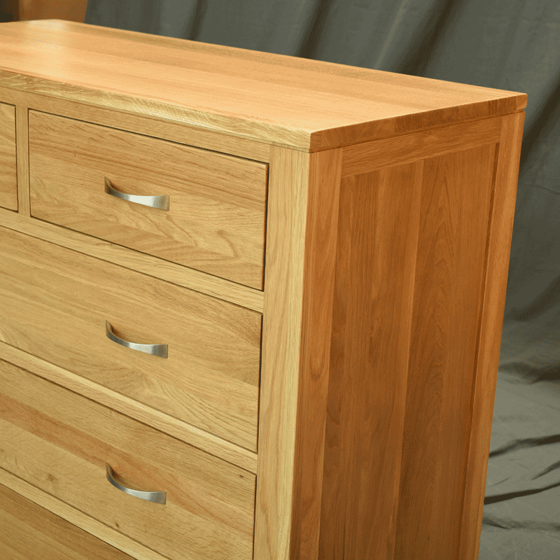 Nova Oak Tallboy 5 Drawers Oak Chest - Image 4