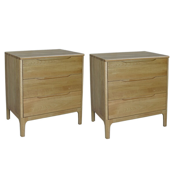 2x Large Retro Solid Oak Bedside Table Large / Tall 70CM Height